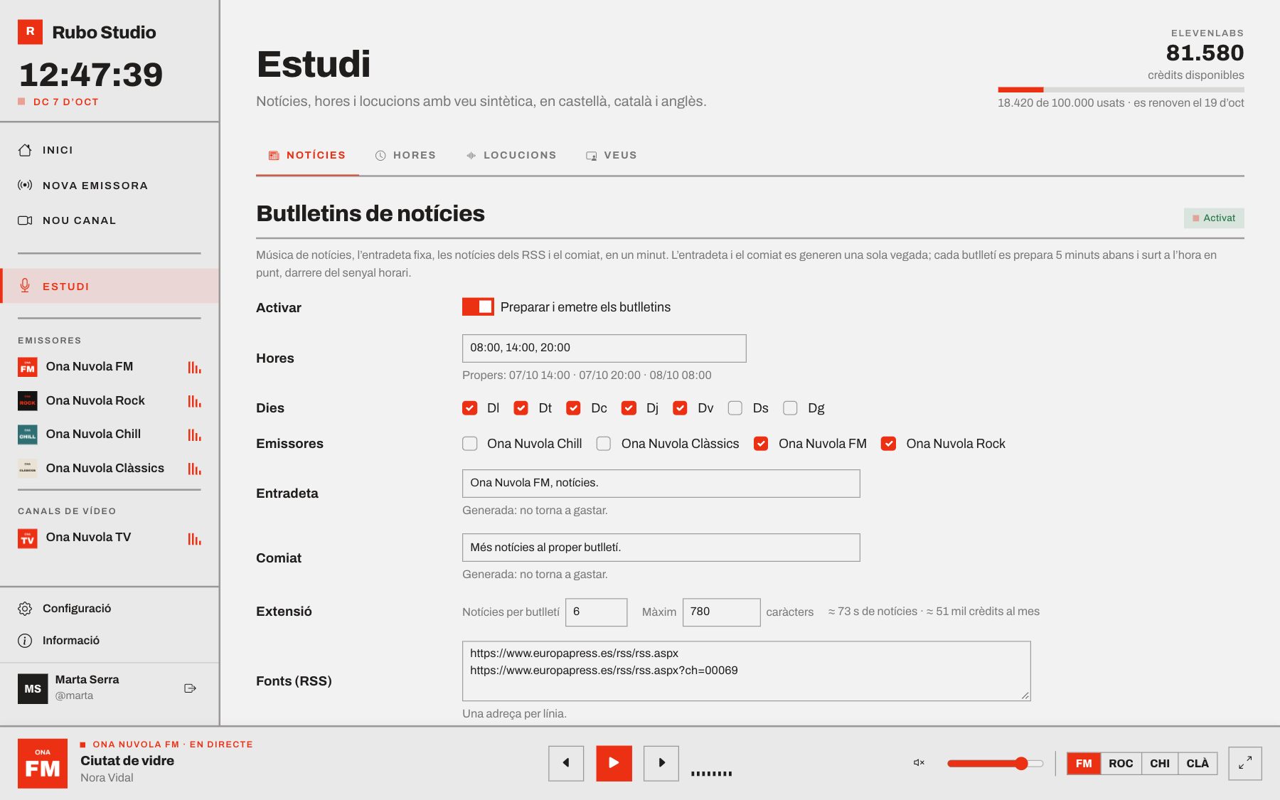 Estudi de Rubo Studio amb la configuració dels butlletins de notícies