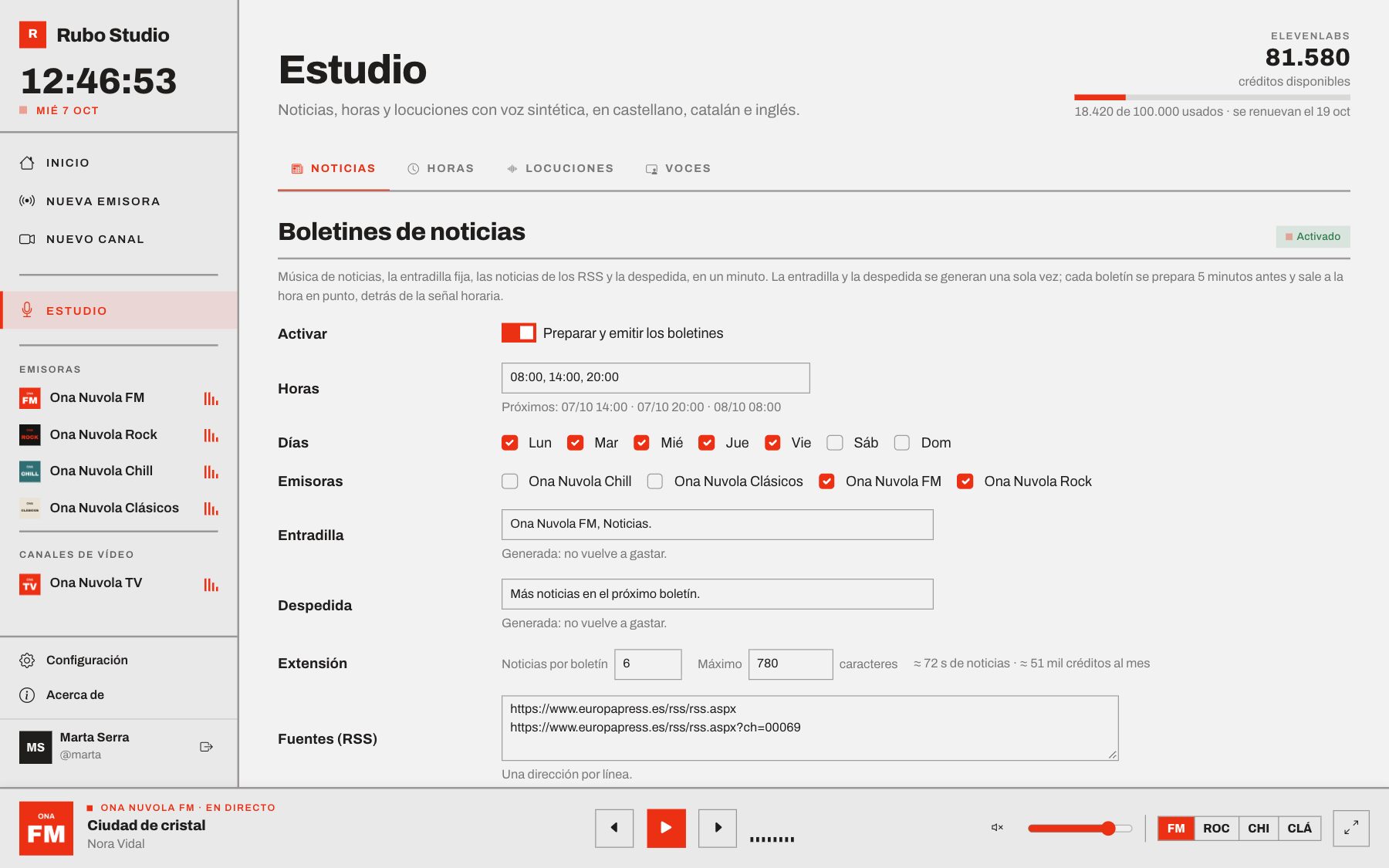 Estudio de Rubo Studio con la configuración de los boletines de noticias